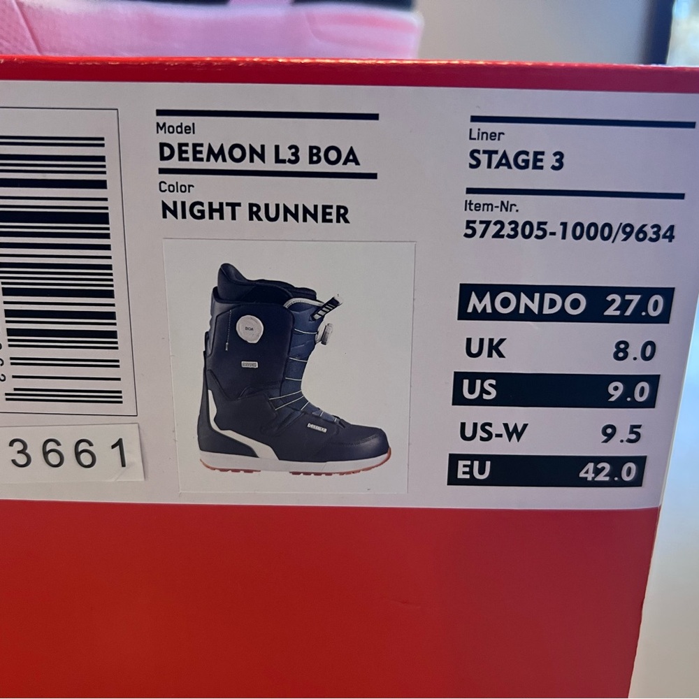 Deeluxe Deemon 3L BOA snowboard boots, sz 9, Navy - Picture 2 of 7